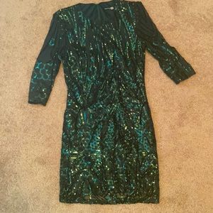 Hunter green, mini sequins dress